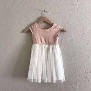 Little girls white and blush formal dress